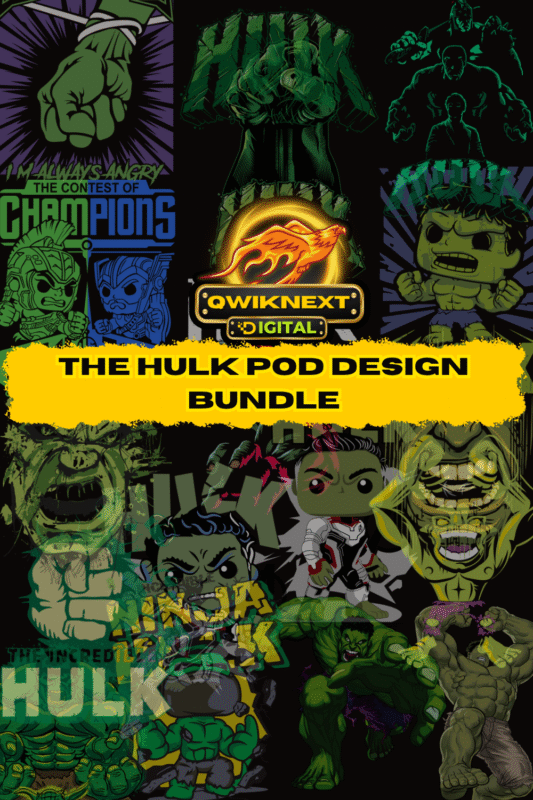 Incredible Hulk Design Bundle for POD – 14 Powerful PNG + AI Designs | Smash-Ready for Tees, Merch & More