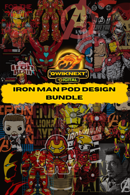 Iron Man Design Bundle for POD – 26 Premium Superhero Designs (PNG + AI Files)