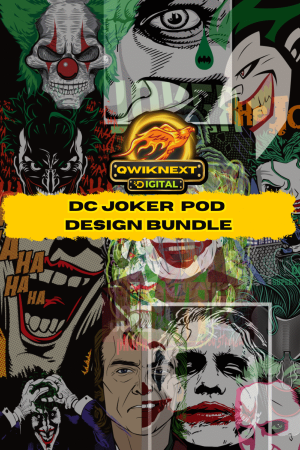 Joker Clip Art Design Bundle – 21 Iconic Joker Artworks | 42 Files in PNG & AI for POD, Apparel, Stickers, Posters & More