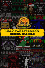 Ugly Sweaters Design Bundle – 22 Hilarious Holiday-Themed Designs | Star Wars, Superman, Harry Potter | 44 Files (PNG + AI)