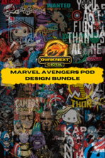 Marvel Avengers Mega Design Bundle – 100 Iconic Designs | 200 Files (PNG + AI) | POD Ready