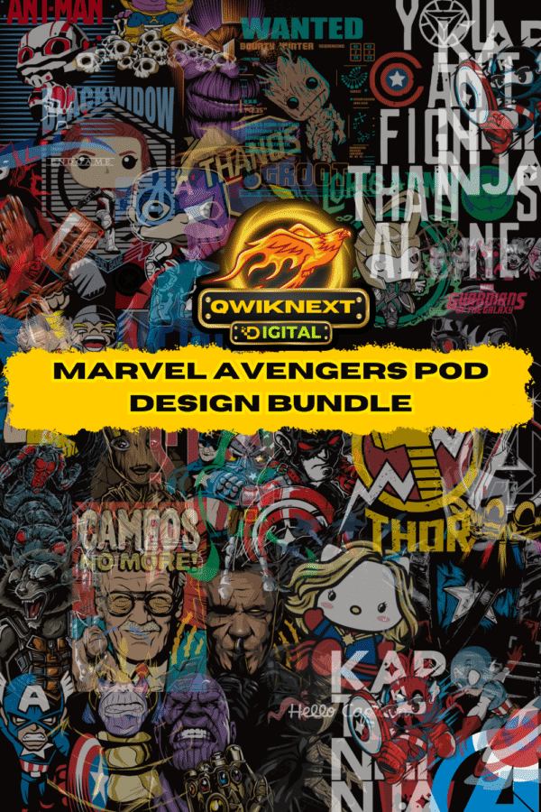 Marvel Avengers Mega Design Bundle – 100 Iconic Designs | 200 Files (PNG + AI) | POD Ready