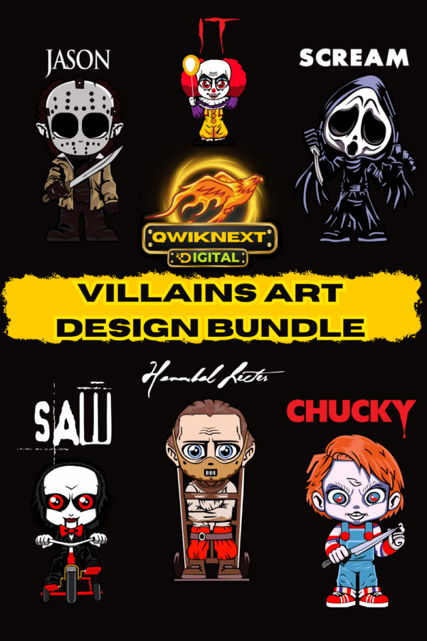Villains Pop Art POD Design Bundle | 6 Bold Designs | PNG + AI Format