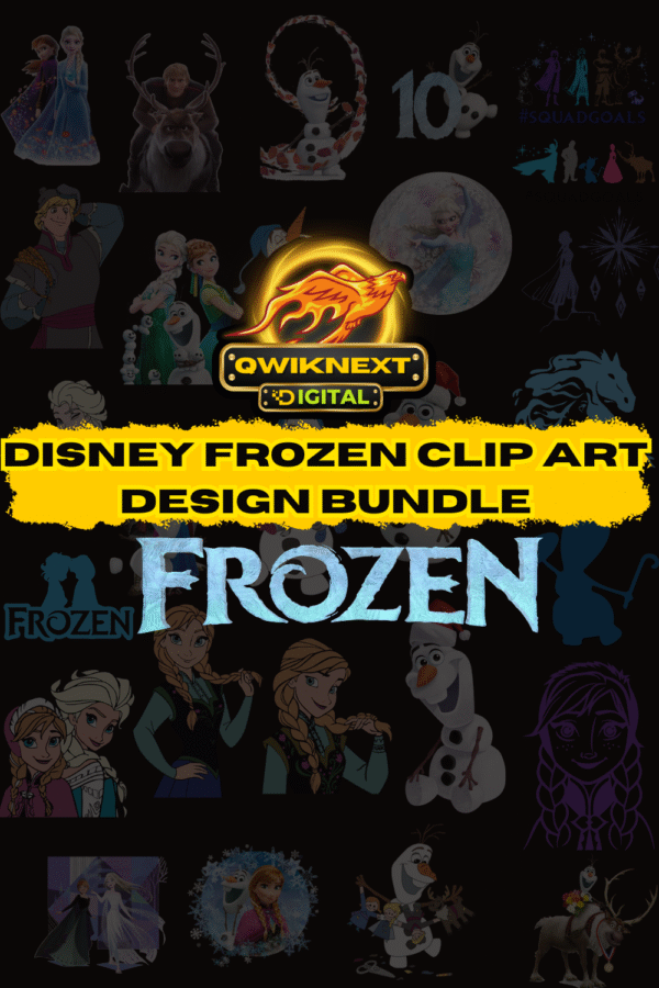 Disney Frozen Clipart POD Design Bundle | 400+ Magical Graphics | PNG, SVG, DXF, PDF Files