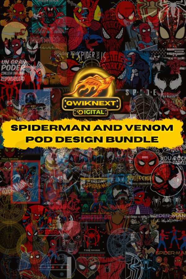 SPIDERMAN UNIVERSE Design Bundle | 315 High-Quality Spiderman & Venom Files | 157 AI + 158 PNG for POD, Merch & Cricut Projects