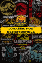 🦖 Jurassic POD Design Bundle – 17 Dinosaur-Themed PNG + AI Files for Print-on-Demand & Merch Creators