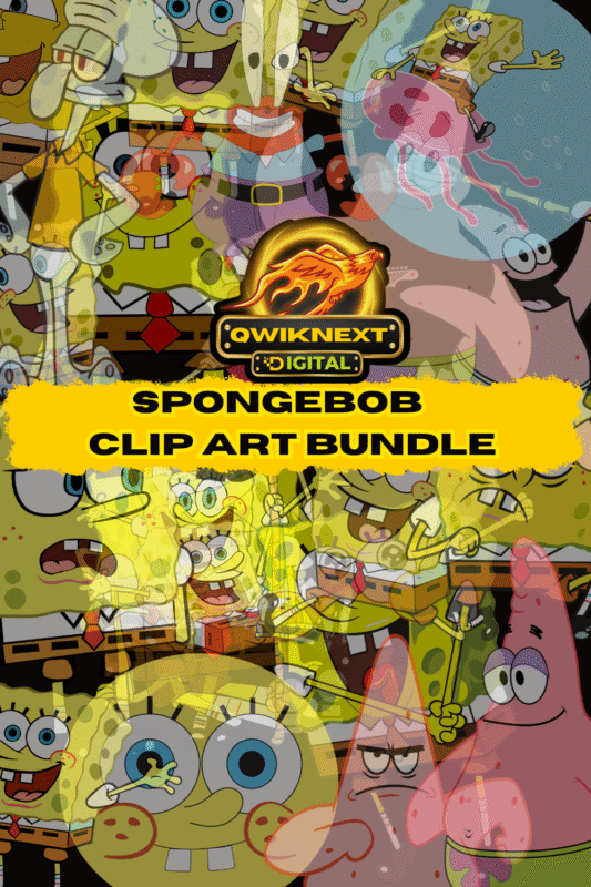 SpongeBob Clip Art Mega Bundle – 132 Unique Designs | 500+ High-Quality Files in PNG, SVG, EPS & DXF | Perfect for POD & Crafting