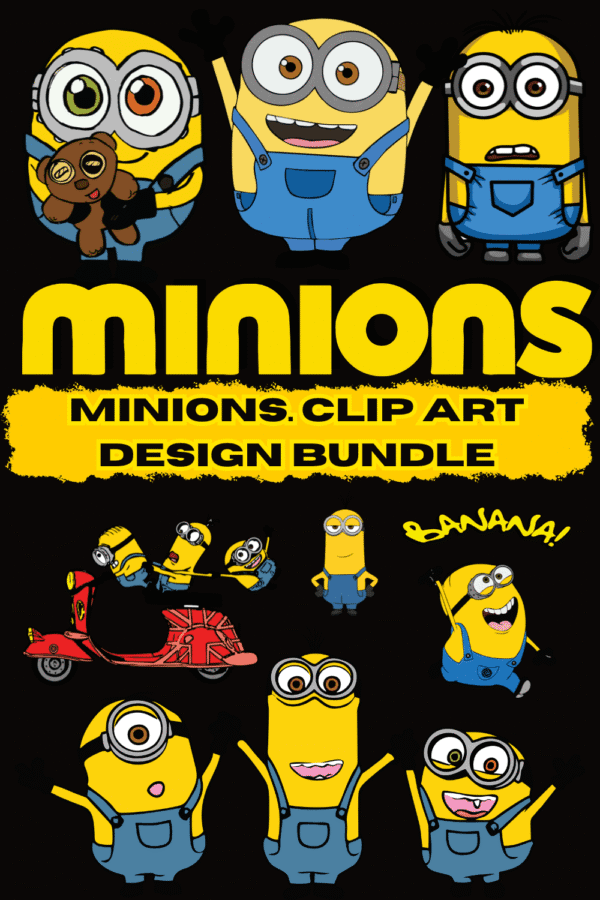 Minions Design Art Bundle – 30+ High-Quality PNG, SVG, DXF, EPS, PDF Files + Fonts | POD-Ready & Printable | Instant Digital Download