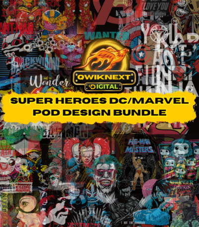 600+ Ultimate Pop Culture Design Bundle – DC, Marvel, Superheroes, Star Wars, TV Shows | 1200+ Files (PNG + AI) | POD Ready