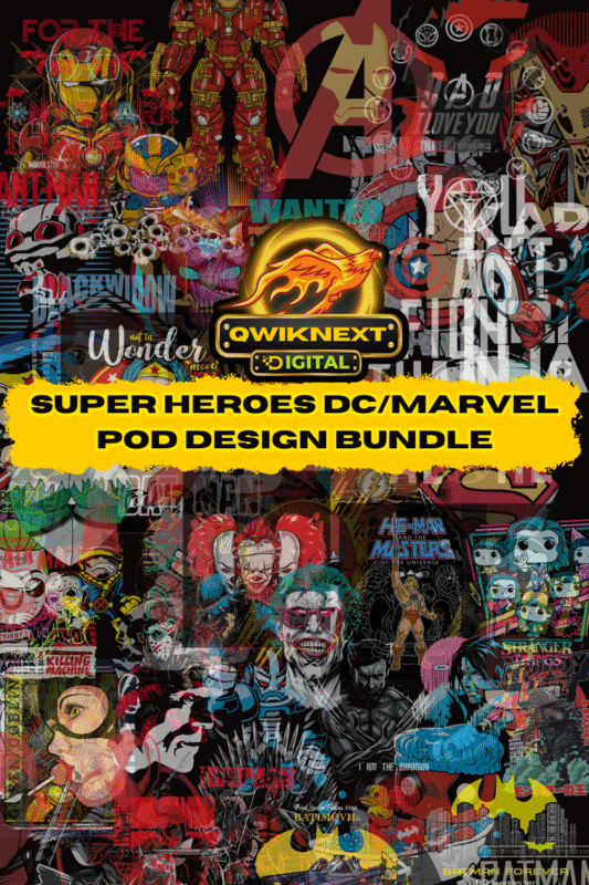 600+ Ultimate Pop Culture Design Bundle – DC, Marvel, Superheroes, Star Wars, TV Shows | 1200+ Files (PNG + AI) | POD Ready