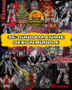 Gundam Anime Design Bundle – 35+ Mecha-Inspired PNGs | FREEBIE