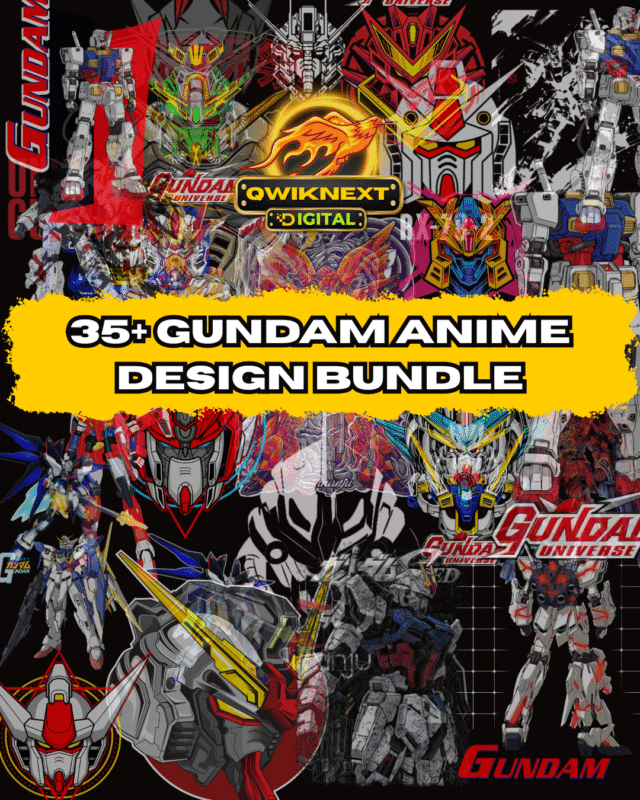 Gundam Anime Design Bundle – 35+ Mecha-Inspired PNGs | FREEBIE