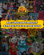 40+ Uncopyright Streetwear Design Bundle – Freebie for POD & Urban Creators