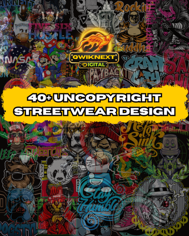 40+ Uncopyright Streetwear Design Bundle – Freebie for POD & Urban Creators