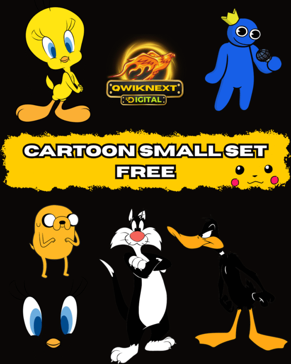 Cartoon Mini Design Set – FREEBIE | 7 Fun & Playful PNGs for Creative Use