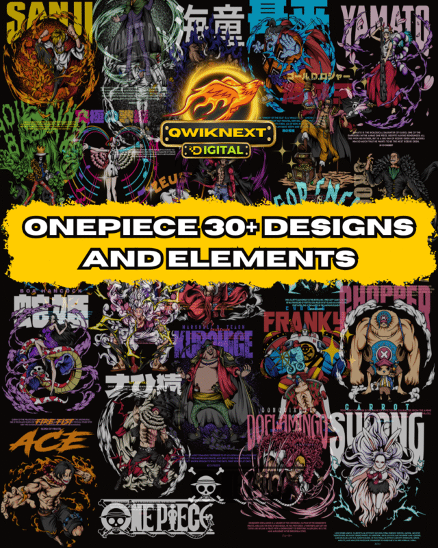 One Piece Vector POD Mega Bundle – 30+ High-Quality Designs & Elements (SVG/PNG) FREEBIE