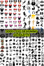 Free 3000 Designing Silhouette SVG Collection – POD & Design Assets - Mickey Baby Yoda food sports and more