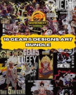 16 Gear 5 Anime Fan-Art Design Bundle | High-Quality POD-Ready Graphics for Merch & Digital Creations