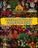25 Retro Video Game–Inspired Design Pack | High-Quality Fan Art Graphics for POD, Merch & Digital Projects