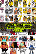 50 Fresh Streetwear T-Shirt Designs – POD Ready Bundle (AI + PNG Files)