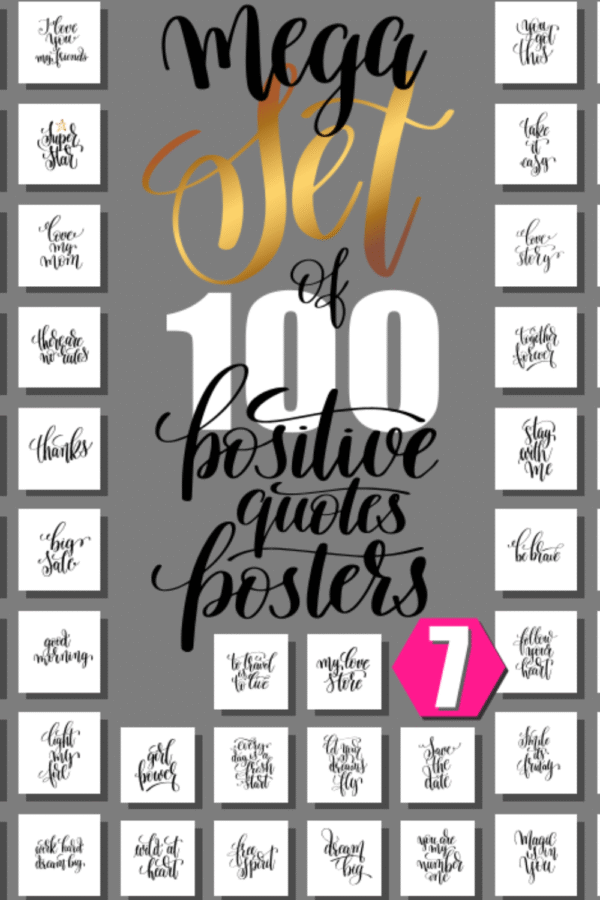 100 Positive Quotes Vector Posters – POD Ready Bundle (AI + EPS Files)