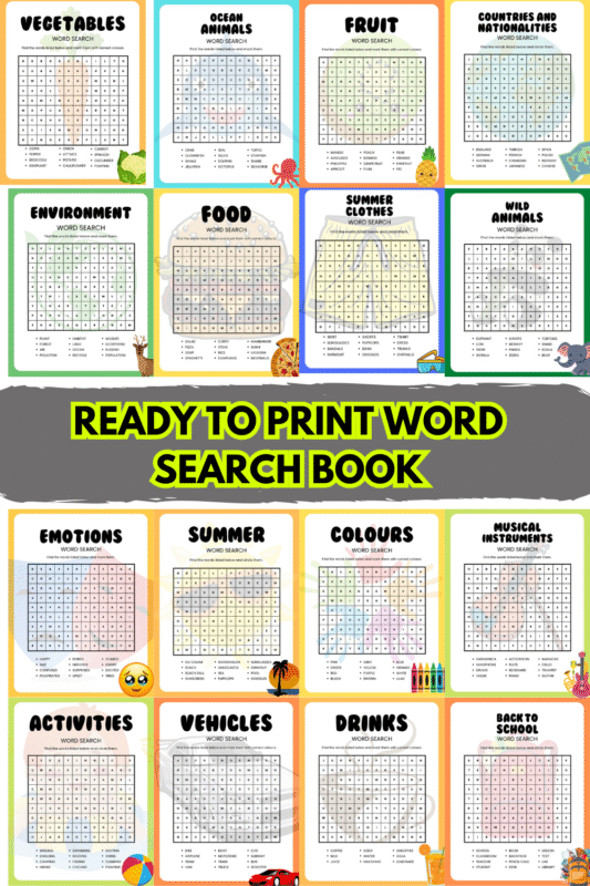 Free Printable Word Search Templates for POD & Kids Learning