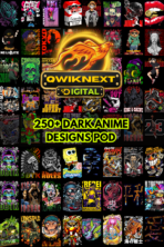 250+ Dark Anime T-Shirt Designs Bundle | POD-Ready Fan-Inspired Streetwear Graphics | High-Resolution Digital Download for Print on Demand