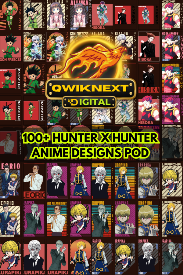 100+ Hunter X Hunter Anime PNG Bundle – POD T-Shirt Designs, Sublimation Prints, Stickers, Posters | Instant Download Fan-Inspired Digital Artwork