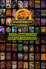 100+ Legendary Anime & Pop Culture POD Designs Bundle | High-Resolution T-Shirt, Poster & Print-On-Demand Graphics
