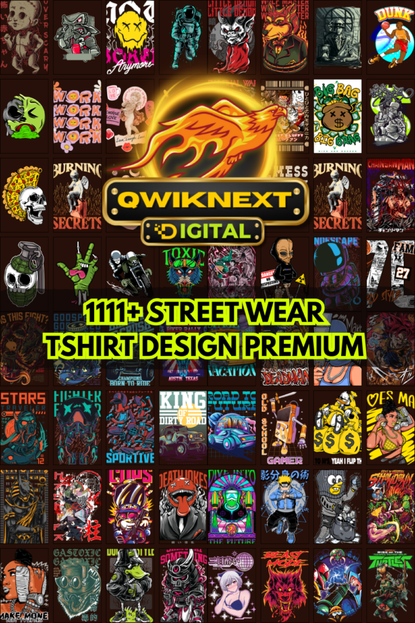 1111+ Streetwear T-Shirt Designs Mega Bundle – AI, PNG, SVG Files (Oversized Prints Included) for Print-on-Demand & Clothing Brands