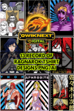Record of Ragnarok T-Shirt Designs Bundle | 13 PNG + AI Anime Graphics for Print on Demand | Mythology Anime Merch Pack