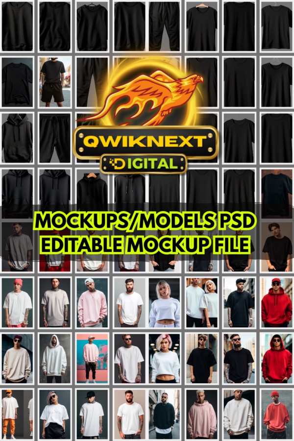 PSD T-Shirt Mockup Bundle – Editable Clothing Mockups & PNG Models Pack for Print-on-Demand & Apparel Brands
