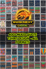 Quote T-Shirt 400+ Designs Bundle | Typography SVG PNG AI Files | Print-On-Demand Mega Pack
