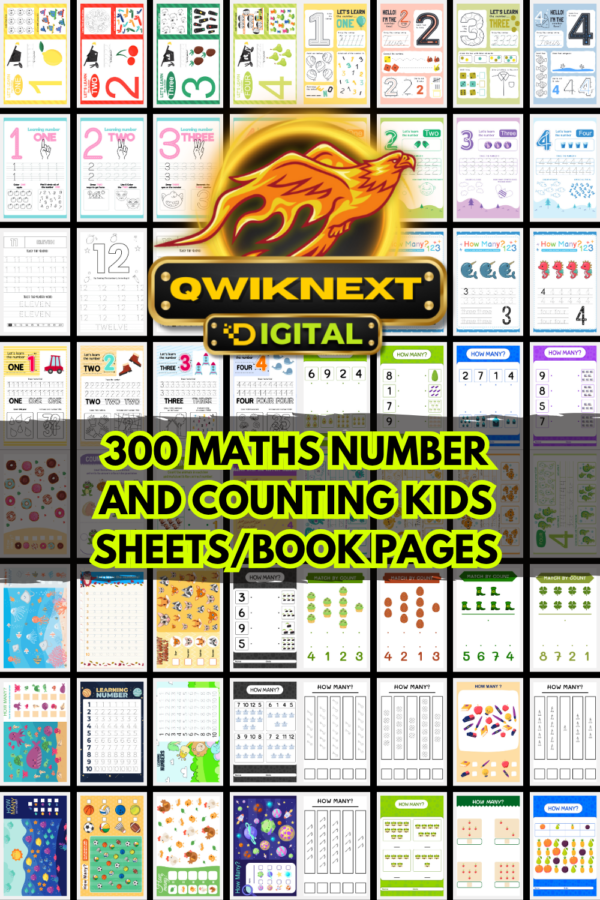 Kids Math Worksheets Bundle 300+| Number Tracing, Counting & Activity Sheets (PDF) | Preschool Learning Printable | Instant Download