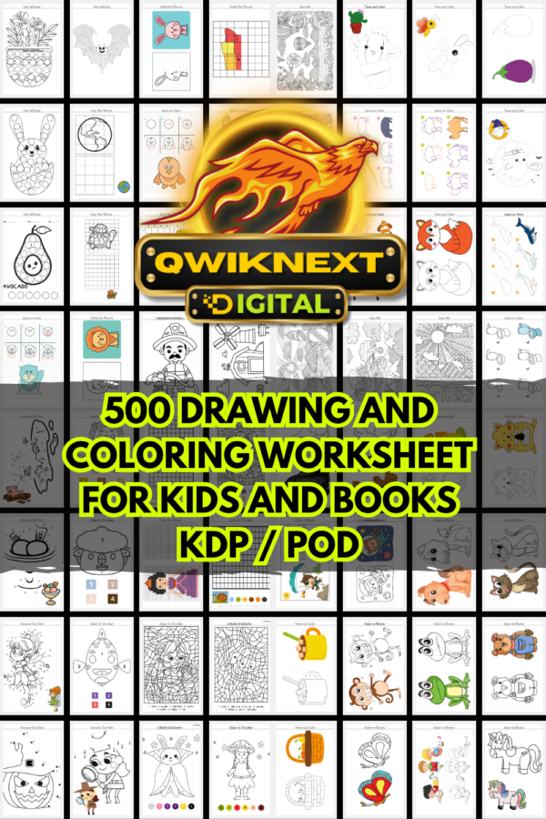 Coloring Worksheets for Kids Bundle (500+ Pages) | Drawing, Trace & Color, Dot-to-Dot, Activities | KDP POD Printable | Instant Download