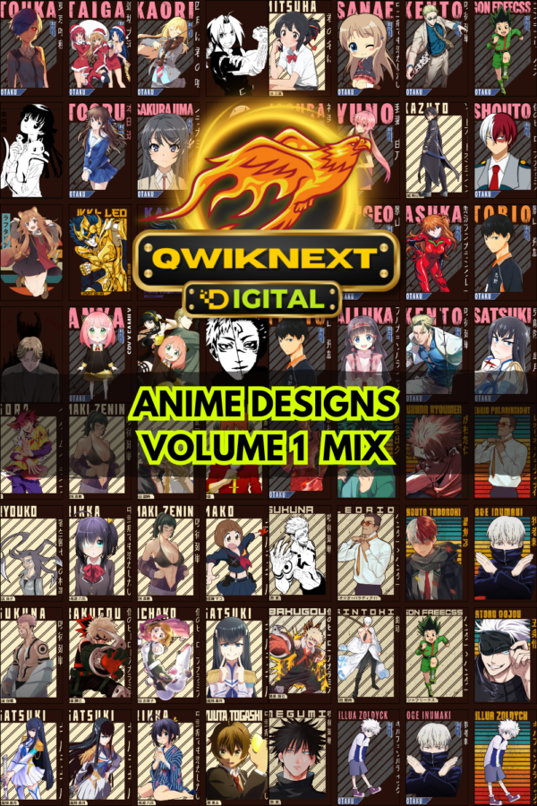 Anime Style Character Design Bundle Vol 1 – 100+ High-Resolution PNG & Vector Files for Posters, T-Shirts & Print-on-Demand | Instant Download