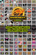 Mickey Mouse Clipart Bundle – 500+ Fan-Made PNG Designs for Print-on-Demand, T-Shirts & Crafts