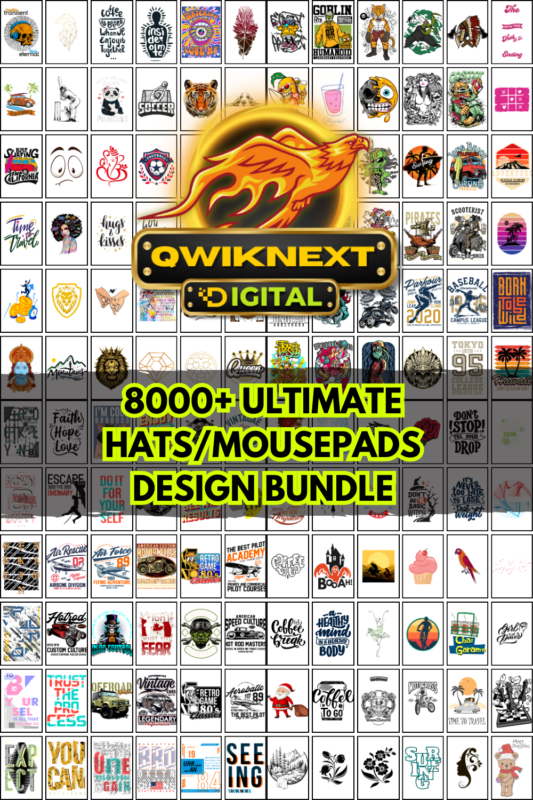 8000+ Hat & Mousepad Design Bundle – High-Resolution PNG & Vector Files for Caps, Desk Mats & Print-on-Demand | Instant Download