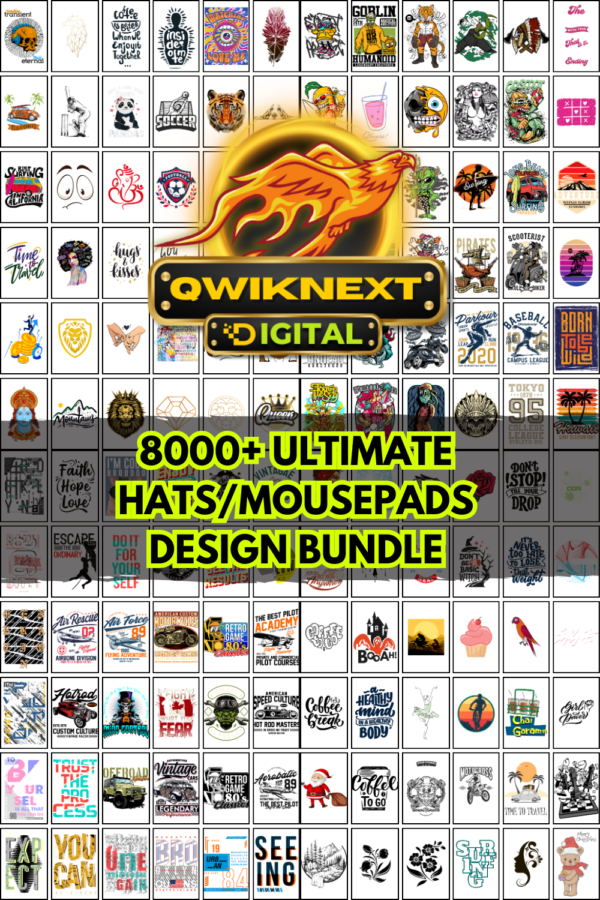 8000+ Hat & Mousepad Design Bundle – High-Resolution PNG & Vector Files for Caps, Desk Mats & Print-on-Demand | Instant Download