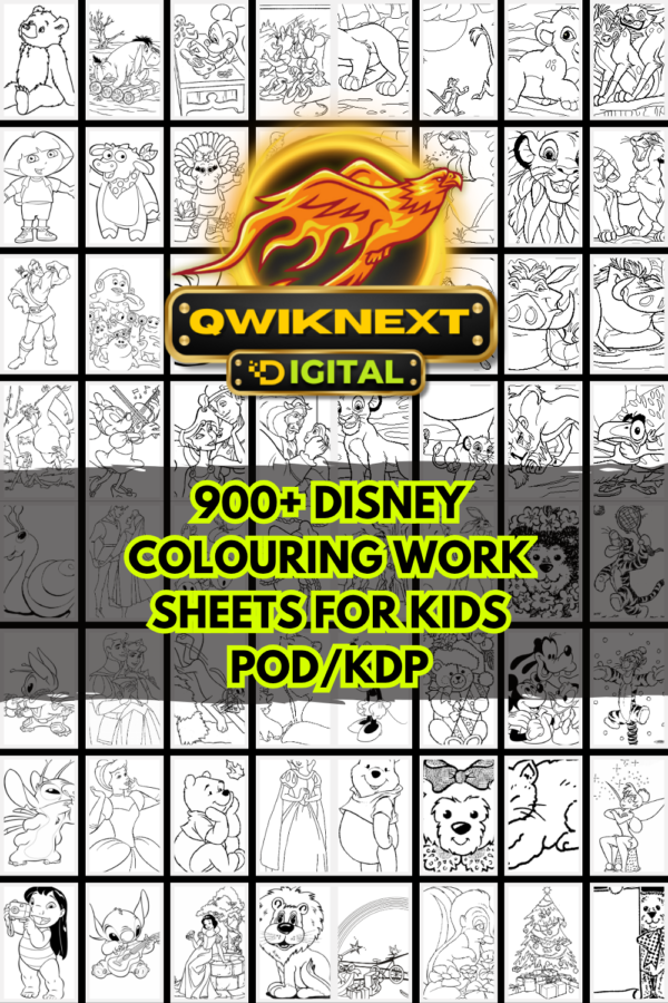 Disney Colouring Pages Bundle – 900+ Kids Coloring Sheets for POD/KDP (Printable Digital Download)