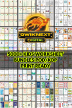 Kids Worksheets Mega Bundle (5000+ Pages) | Alphabet, Hindi, Coloring, Cut & Paste, Writing, Games | KDP POD Printable Pack