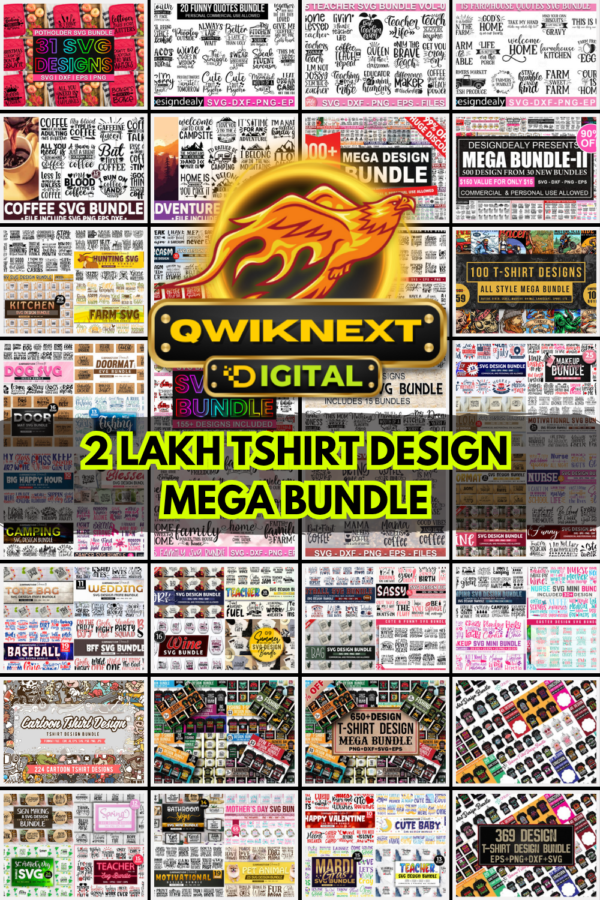 2 Lakh T-Shirt Design Bundle – 200,000+ PNG & SVG Designs for Print-on-Demand, Streetwear & Merch | Instant Download