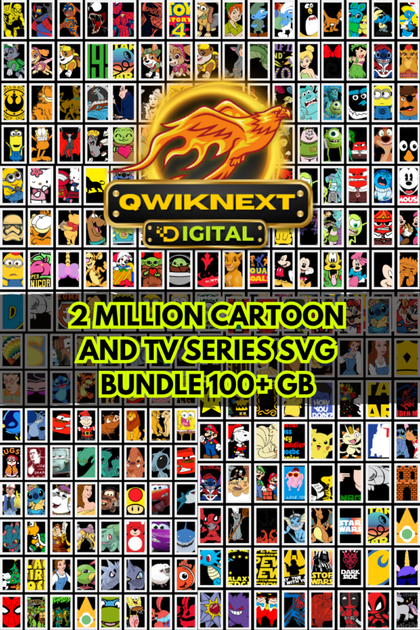 2 Million+ Cartoon SVG Bundle – 100GB Mega Collection for T-Shirts, Stickers & Print-on-Demand | Instant Download