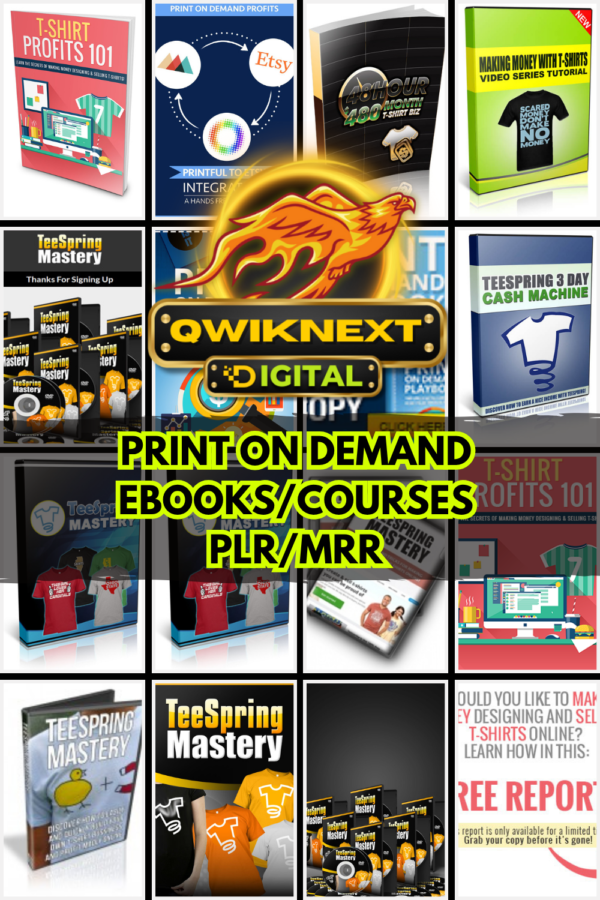 Print on Demand eBooks & Courses Bundle – PLR/MRR Digital Products for Resale, T-Shirt Business & Passive Income | Instant Download