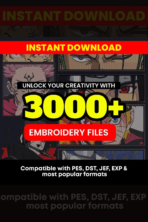 Embroidery Anime, Cartoon, JDM & Streetwear Files Bundle 3000+ | PES DST JEF EXP Formats | Instant Digital Download