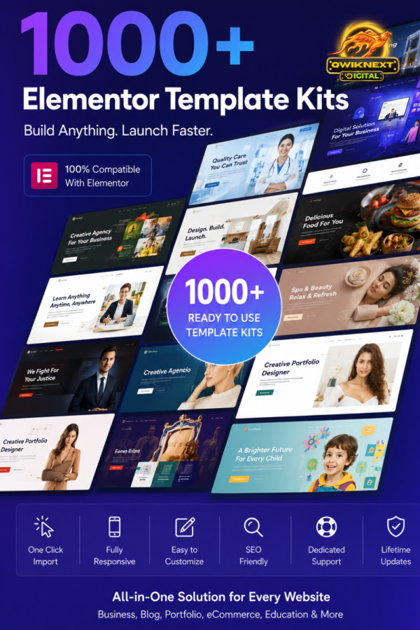 Elementor Template Kits Bundle 1000+ | Responsive Website Templates for WordPress | Business, eCommerce, Blog & Portfolio Designs